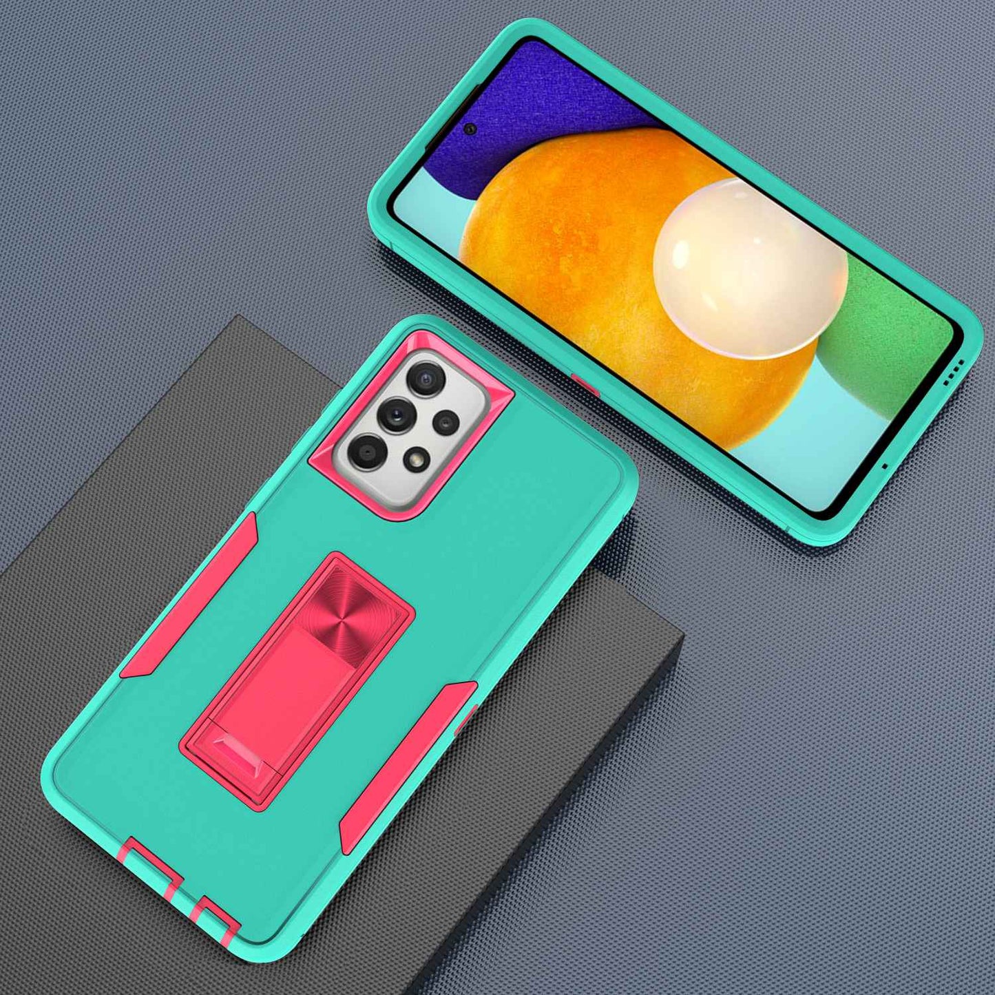 For Samsung Galaxy A52 4G/5G/A52s 5G Kickstand Hard PC + Soft TPU Phone Case with Car Mount Metal Sheet