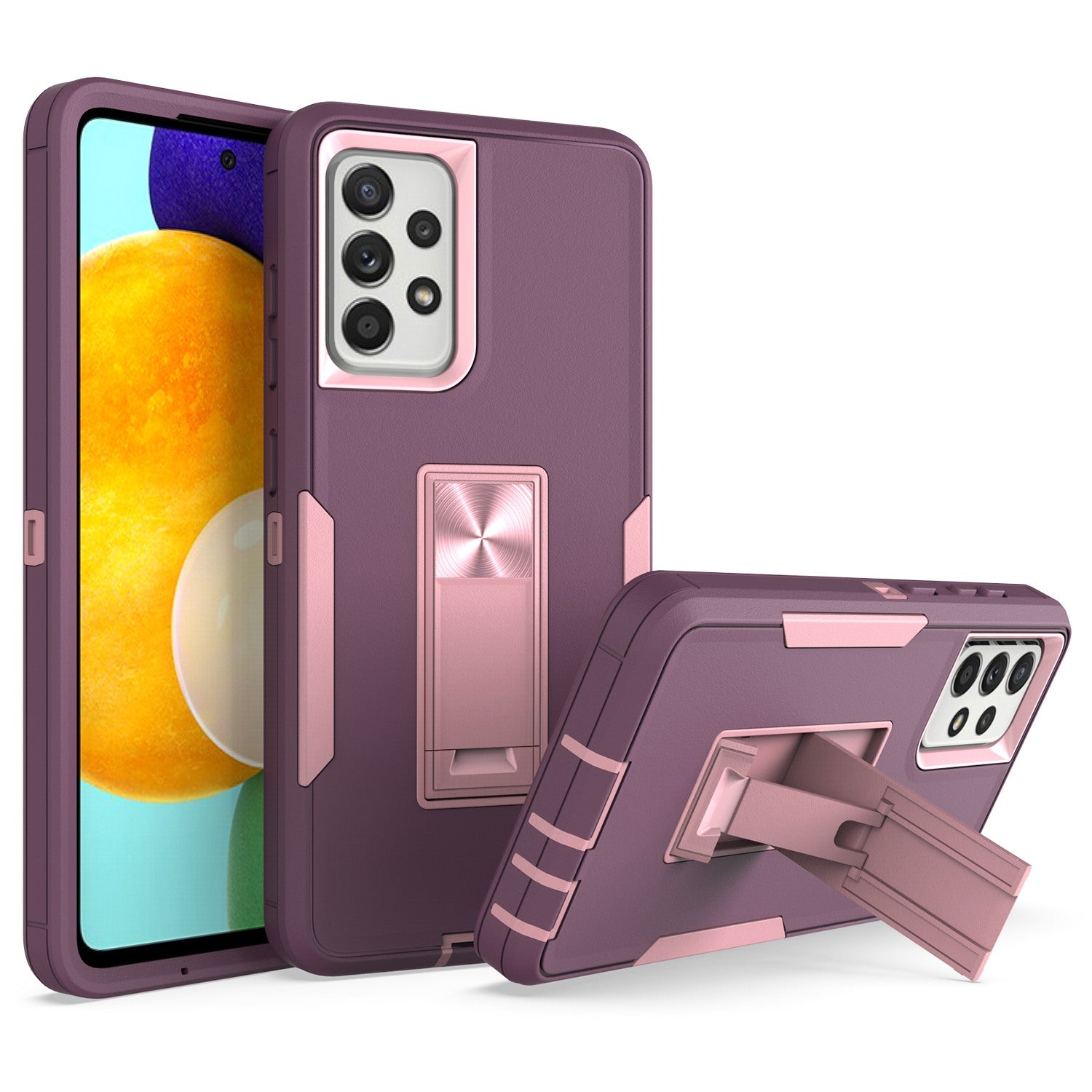 For Samsung Galaxy A52 4G/5G/A52s 5G Kickstand Hard PC + Soft TPU Phone Case with Car Mount Metal Sheet