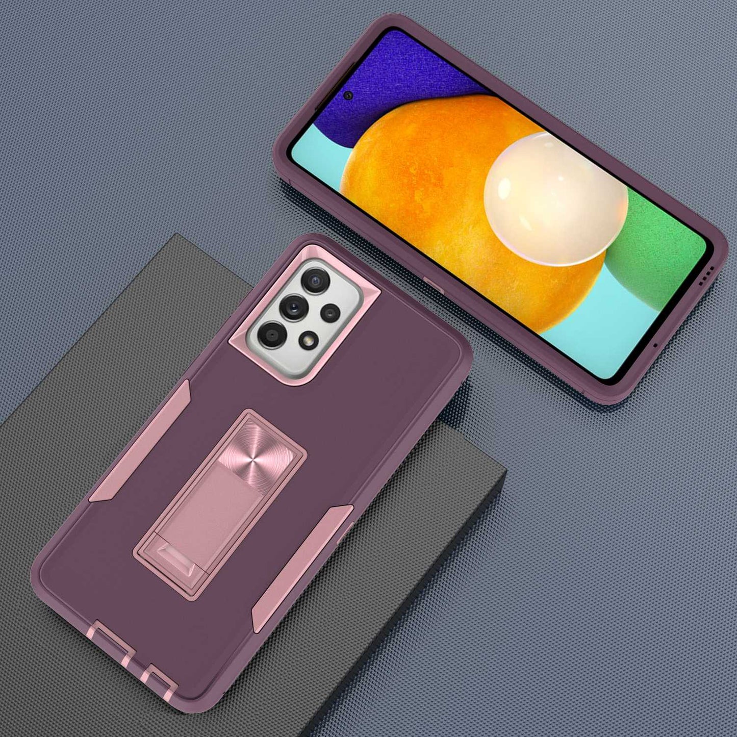 For Samsung Galaxy A52 4G/5G/A52s 5G Kickstand Hard PC + Soft TPU Phone Case with Car Mount Metal Sheet