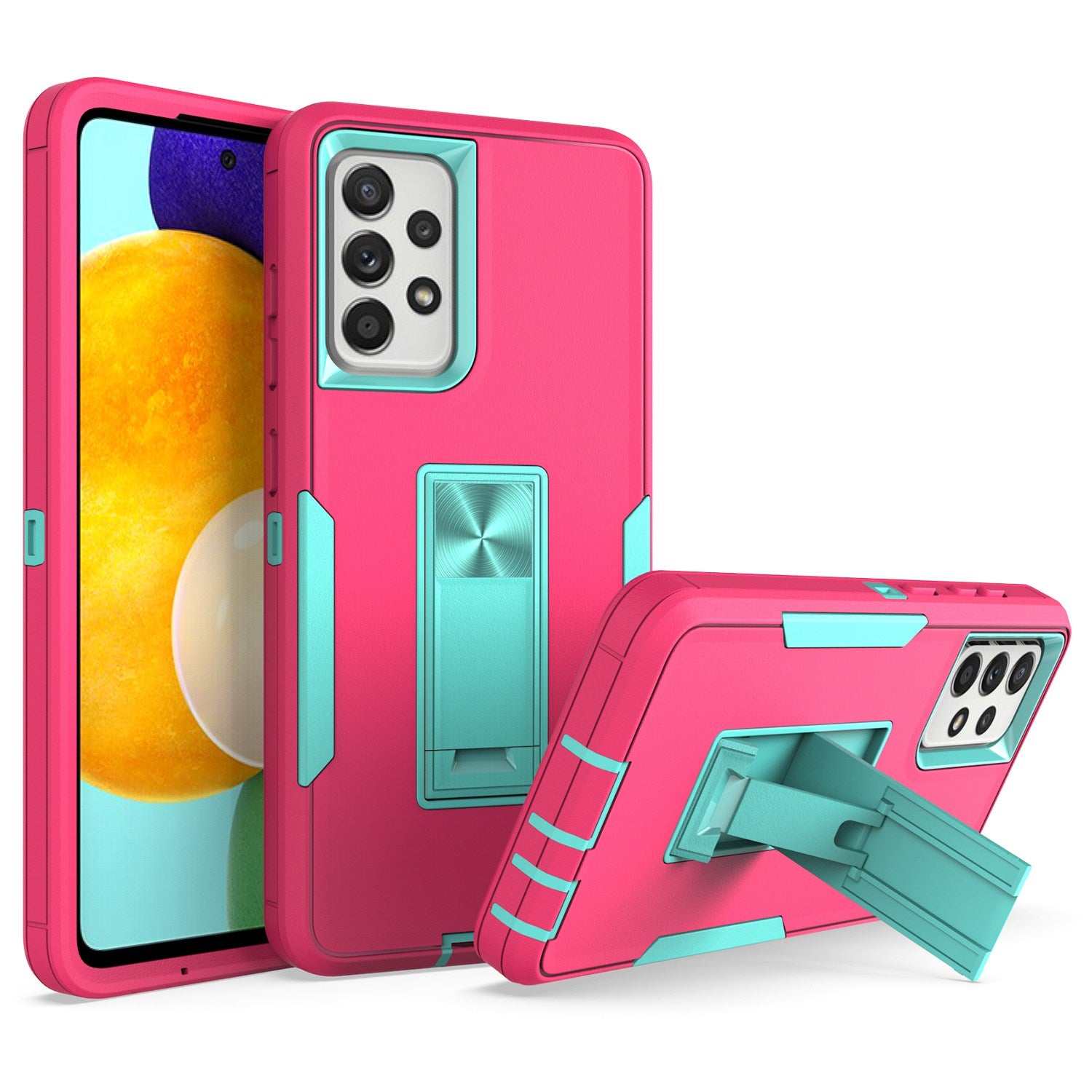 For Samsung Galaxy A52 4G/5G/A52s 5G Kickstand Hard PC + Soft TPU Phone Case with Car Mount Metal Sheet