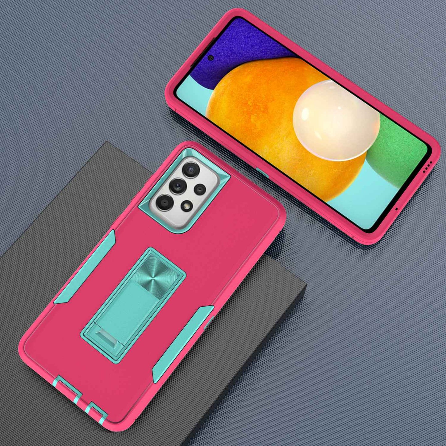 For Samsung Galaxy A52 4G/5G/A52s 5G Kickstand Hard PC + Soft TPU Phone Case with Car Mount Metal Sheet