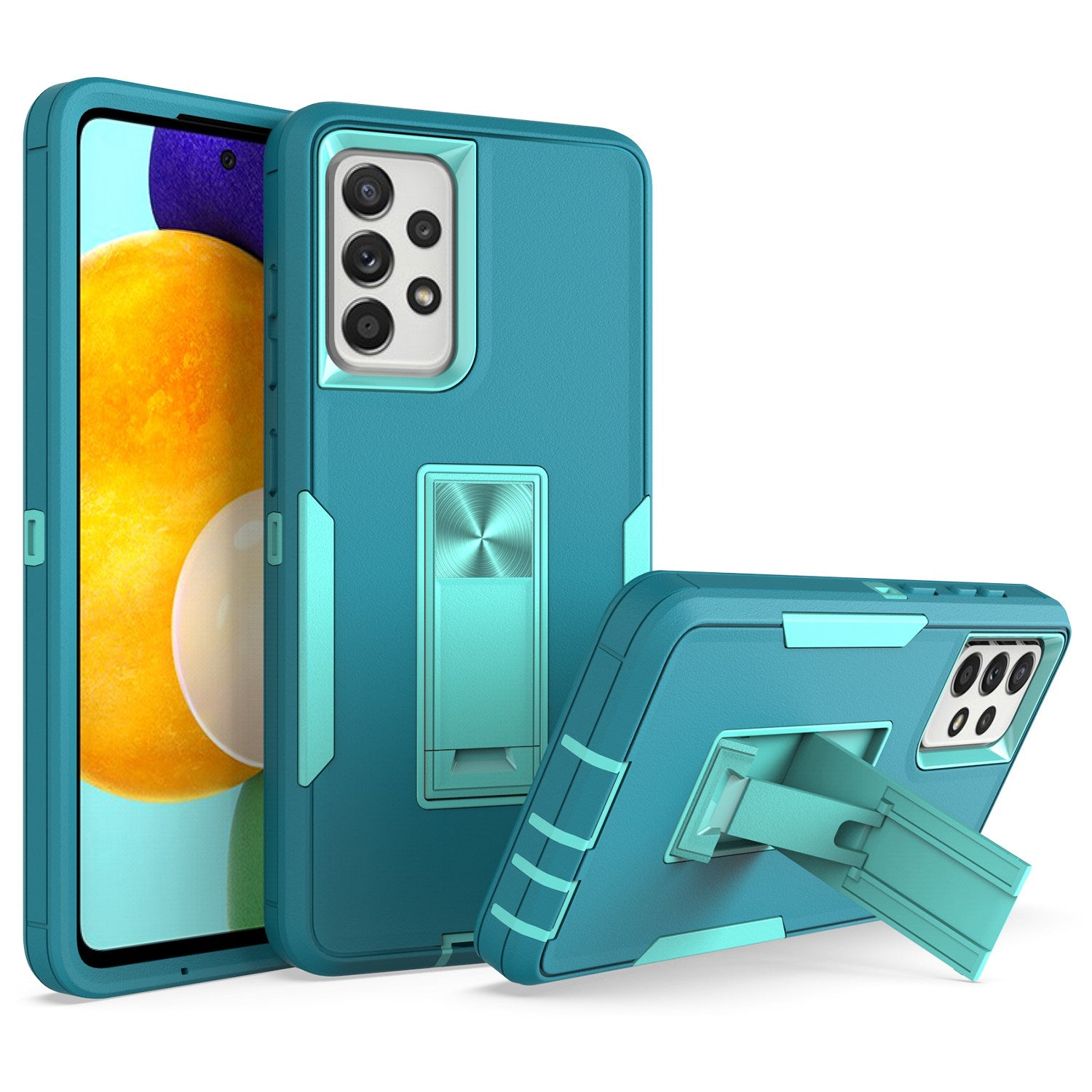 For Samsung Galaxy A52 4G/5G/A52s 5G Kickstand Hard PC + Soft TPU Phone Case with Car Mount Metal Sheet