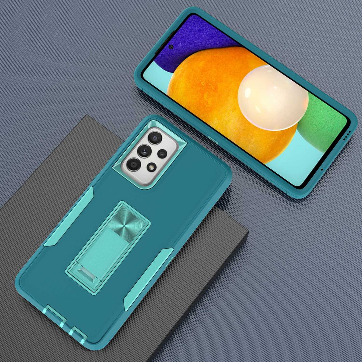 For Samsung Galaxy A52 4G/5G/A52s 5G Kickstand Hard PC + Soft TPU Phone Case with Car Mount Metal Sheet