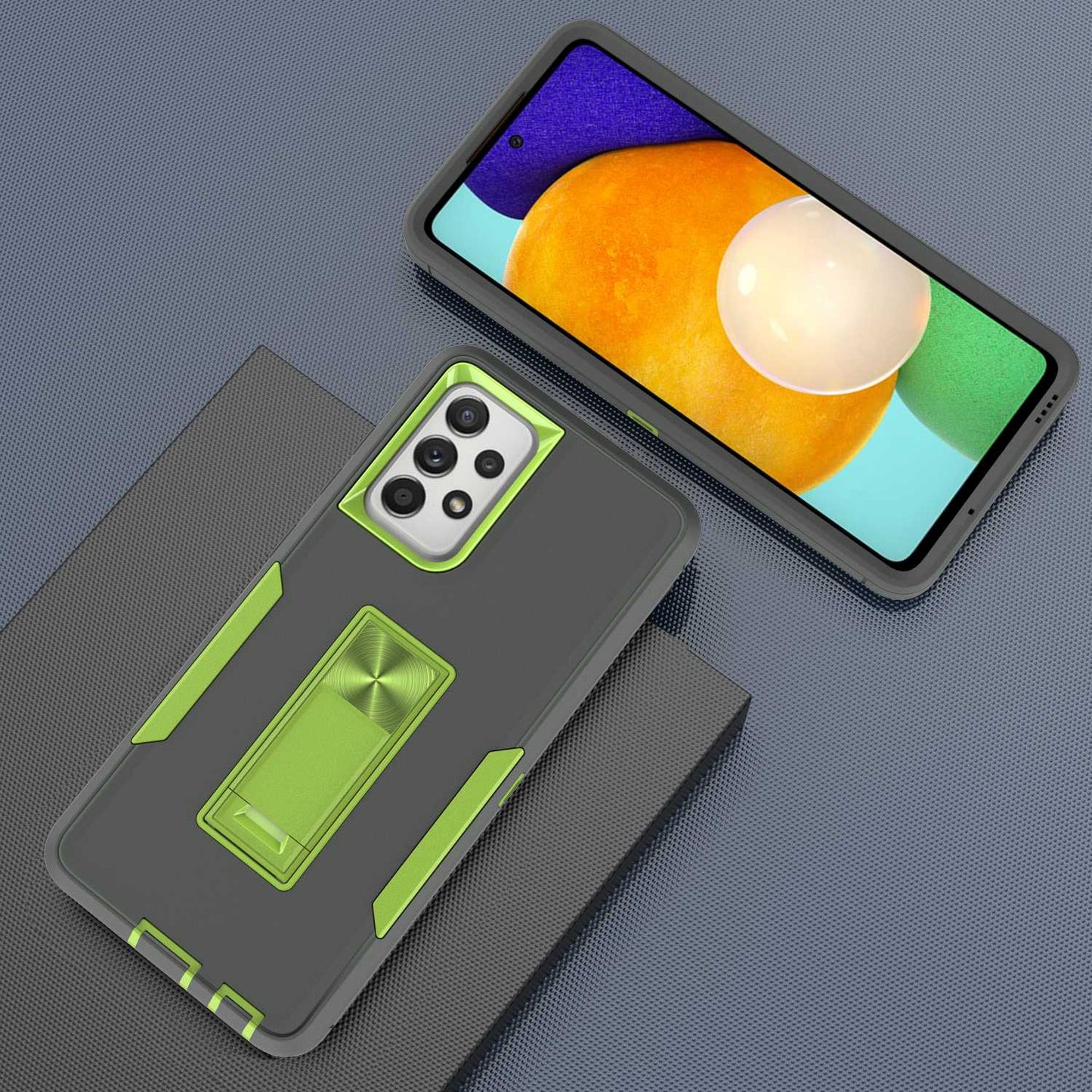 For Samsung Galaxy A52 4G/5G/A52s 5G Kickstand Hard PC + Soft TPU Phone Case with Car Mount Metal Sheet