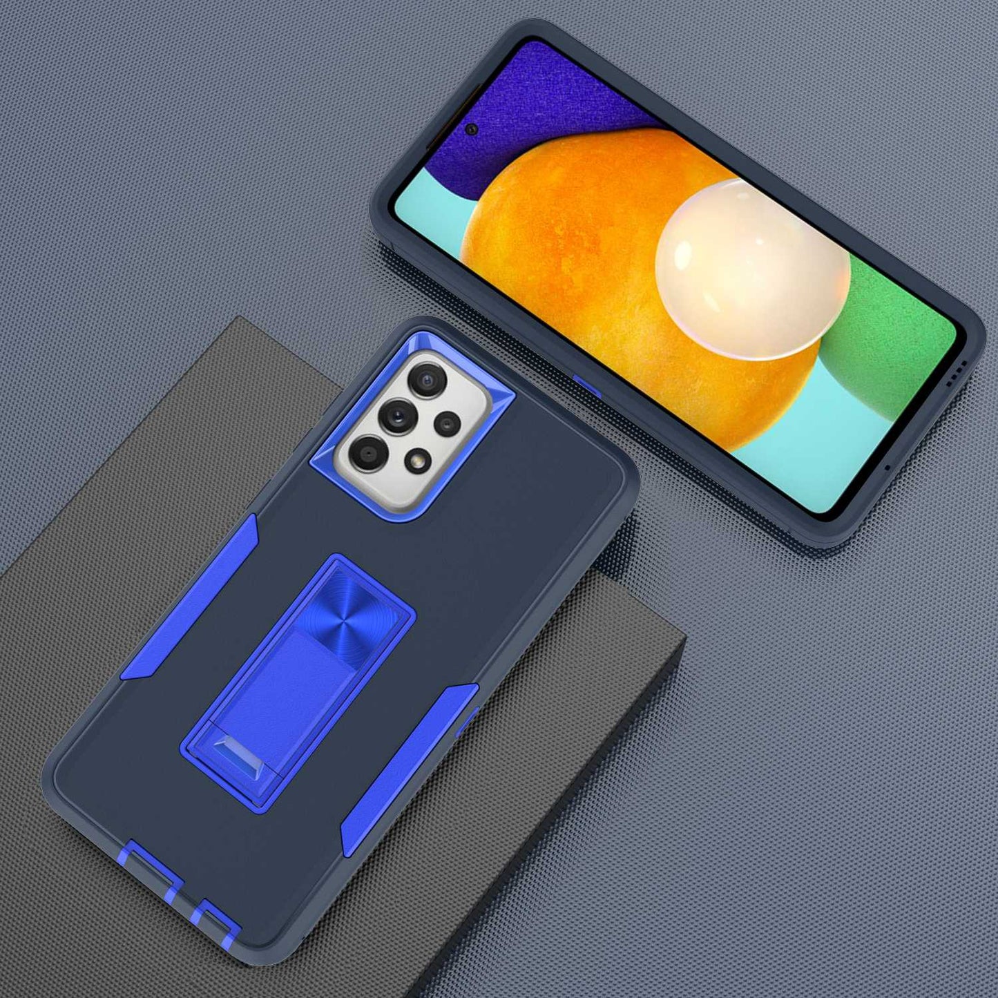 For Samsung Galaxy A52 4G/5G/A52s 5G Kickstand Hard PC + Soft TPU Phone Case with Car Mount Metal Sheet