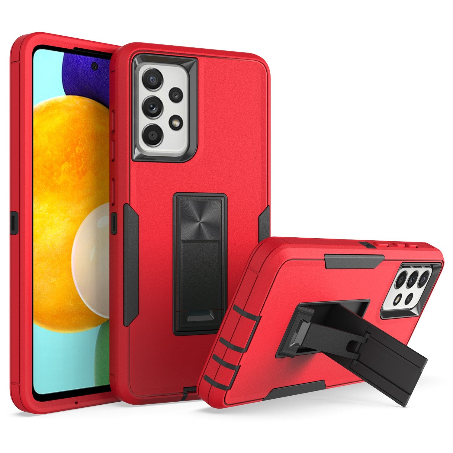 For Samsung Galaxy A52 4G/5G/A52s 5G Kickstand Hard PC + Soft TPU Phone Case with Car Mount Metal Sheet