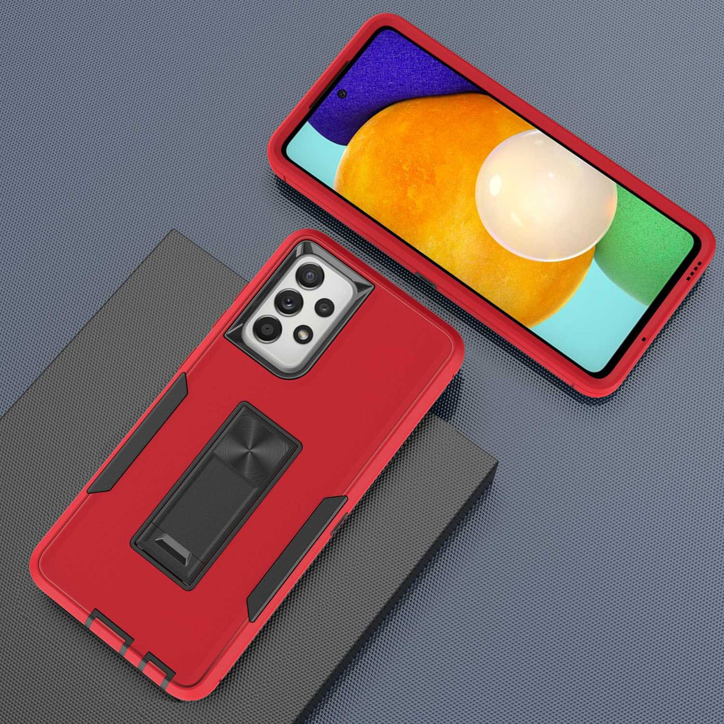 For Samsung Galaxy A52 4G/5G/A52s 5G Kickstand Hard PC + Soft TPU Phone Case with Car Mount Metal Sheet