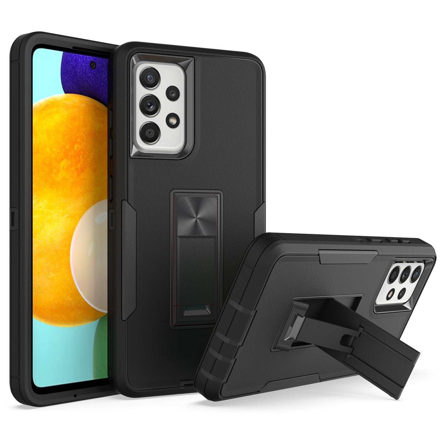 For Samsung Galaxy A52 4G/5G/A52s 5G Kickstand Hard PC + Soft TPU Phone Case with Car Mount Metal Sheet