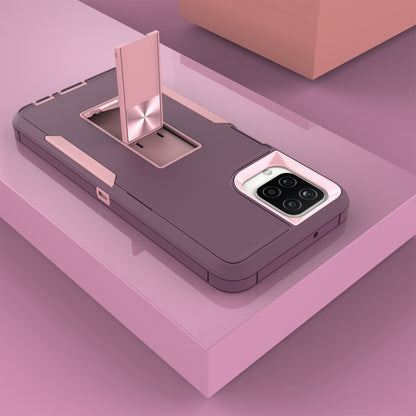 For Samsung Galaxy A12 Hard PC + Soft TPU Hybrid Cover Kickstand Phone Case with Car Mount Metal Sheet