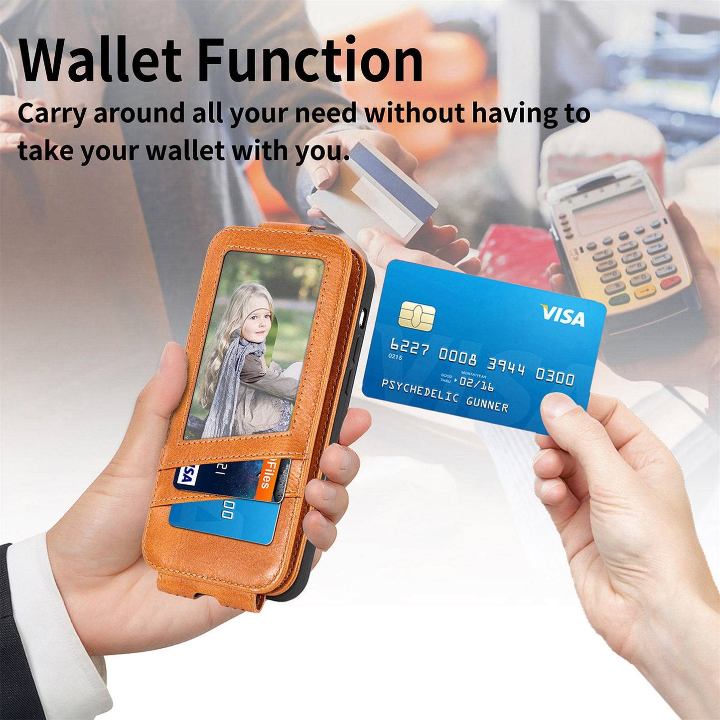 For Samsung Galaxy A53 5G PU Leather Vertical Flip Cover Zipper Wallet Stand Phone Case with Built-in Metal Sheet