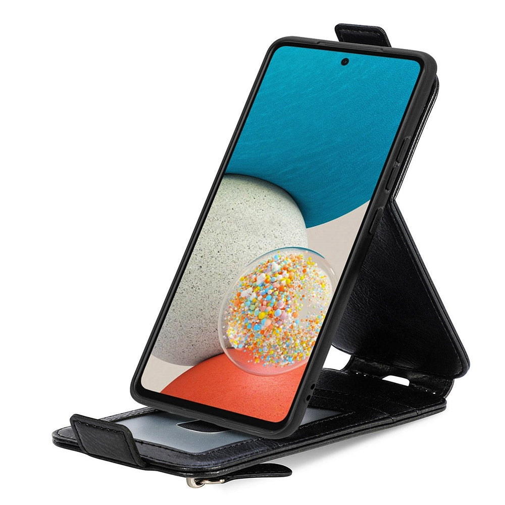 For Samsung Galaxy A53 5G PU Leather Vertical Flip Cover Zipper Wallet Stand Phone Case with Built-in Metal Sheet