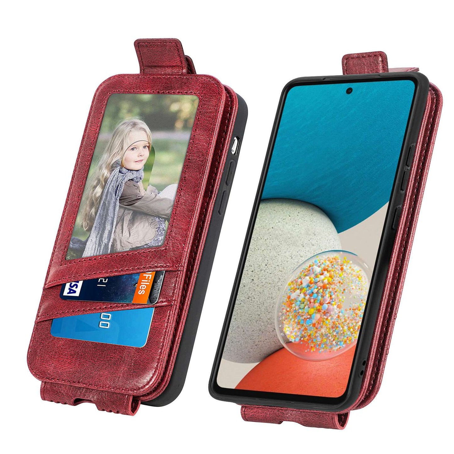 For Samsung Galaxy A53 5G PU Leather Vertical Flip Cover Zipper Wallet Stand Phone Case with Built-in Metal Sheet