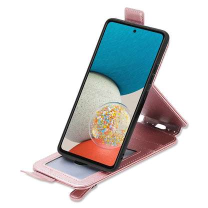 For Samsung Galaxy A53 5G PU Leather Vertical Flip Cover Zipper Wallet Stand Phone Case with Built-in Metal Sheet