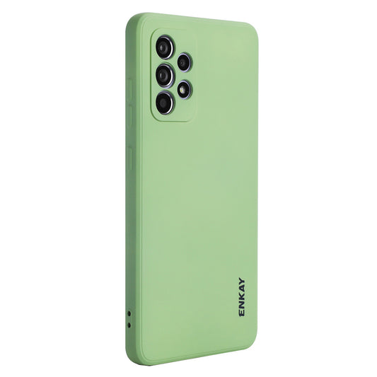 ENKAY HAT PRINCE Liquid Silicone Case for Samsung Galaxy A52 4G/5G/A52s 5G, Shockproof Straight Edge Design Camera Protection Lens Protector Cover