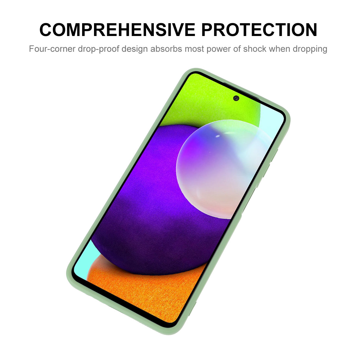 ENKAY HAT PRINCE Liquid Silicone Case for Samsung Galaxy A52 4G/5G/A52s 5G, Shockproof Straight Edge Design Camera Protection Lens Protector Cover