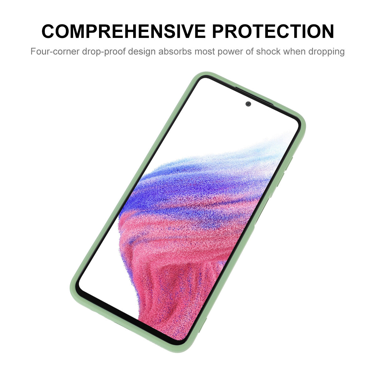ENKAY HAT PRINCE Liquid Silicone Case for Samsung Galaxy A53 5G, Drop Resistant Straight Edge Design Camera Protection Lens Protector Cover