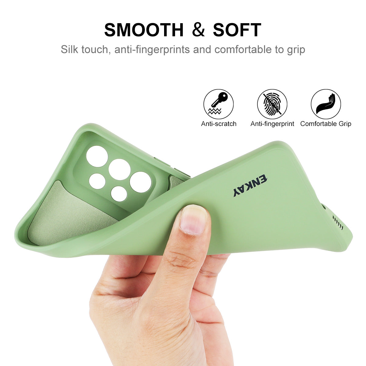ENKAY HAT PRINCE Liquid Silicone Case for Samsung Galaxy A53 5G, Drop Resistant Straight Edge Design Camera Protection Lens Protector Cover