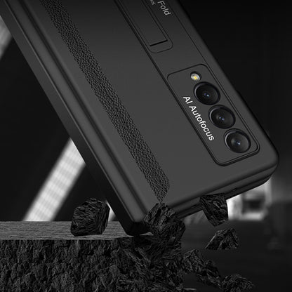 GKK Hard PC Phone Cover Case for Samsung Galaxy Z Fold3 5G, Kickstand Design Folding Phone Case with Tempered Glass Film and Pen Slot