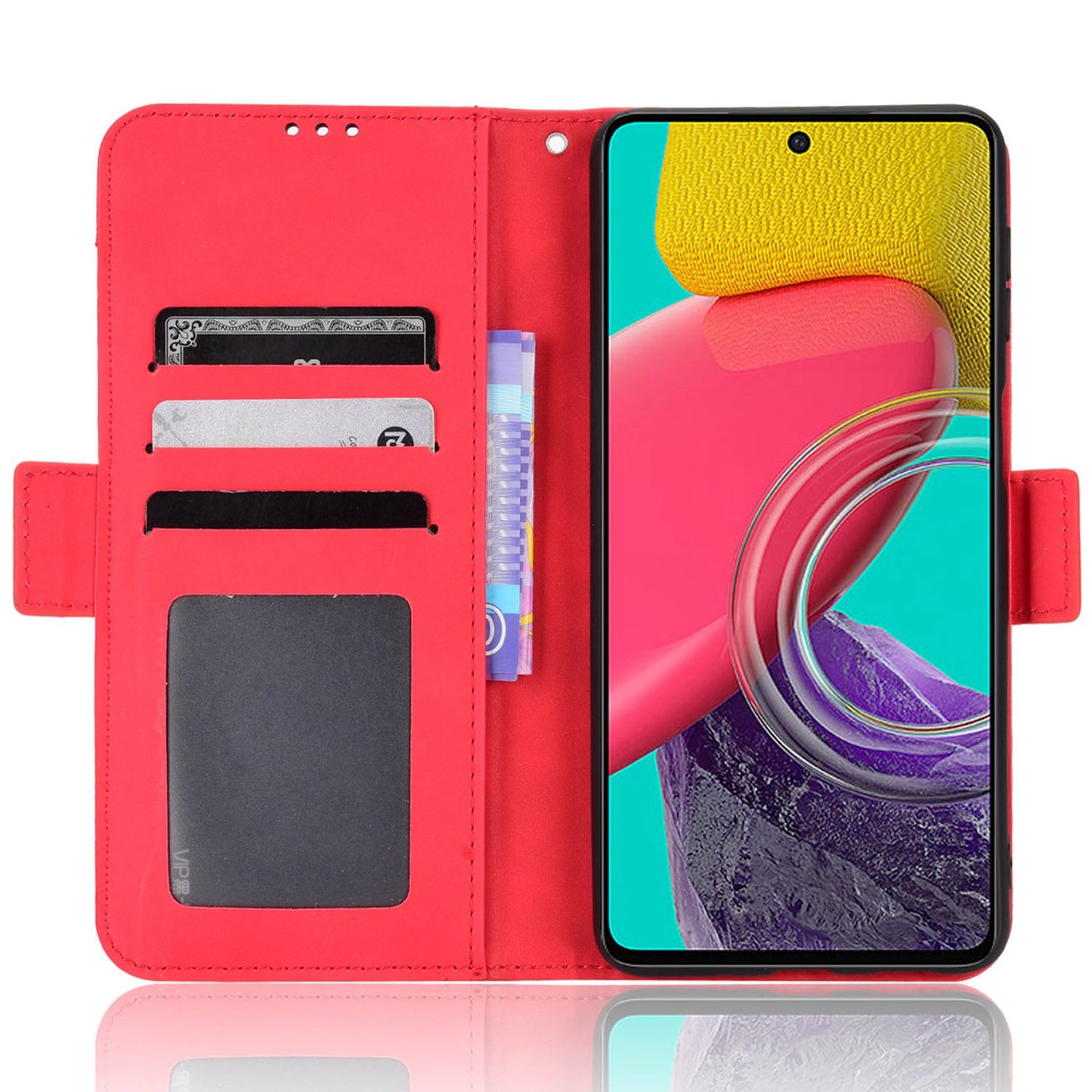Anti-dust Smartphone Bag Case for Samsung Galaxy M53 5G, Magnetic Flip Wallet Style Stand Shockproof PU Leather Phone Cover
