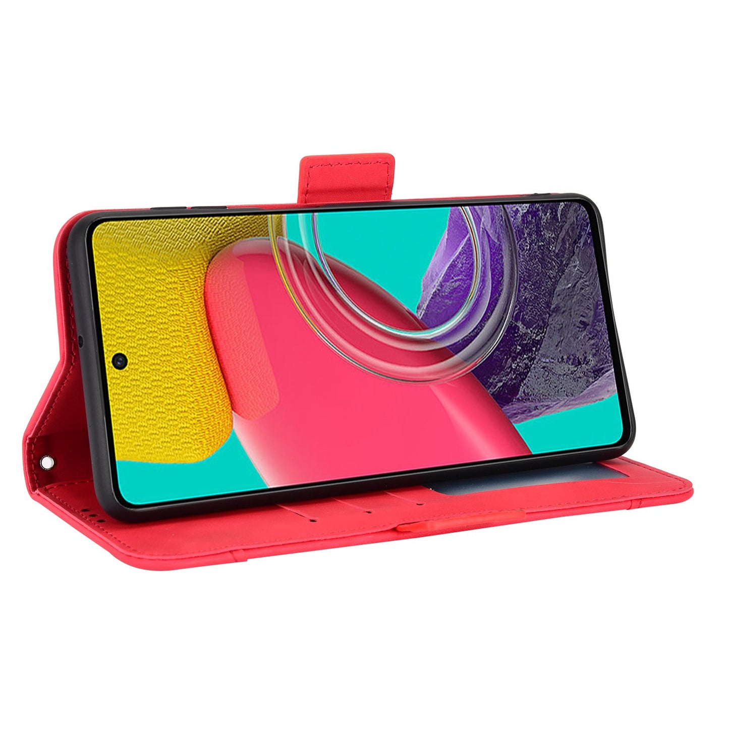 Anti-dust Smartphone Bag Case for Samsung Galaxy M53 5G, Magnetic Flip Wallet Style Stand Shockproof PU Leather Phone Cover