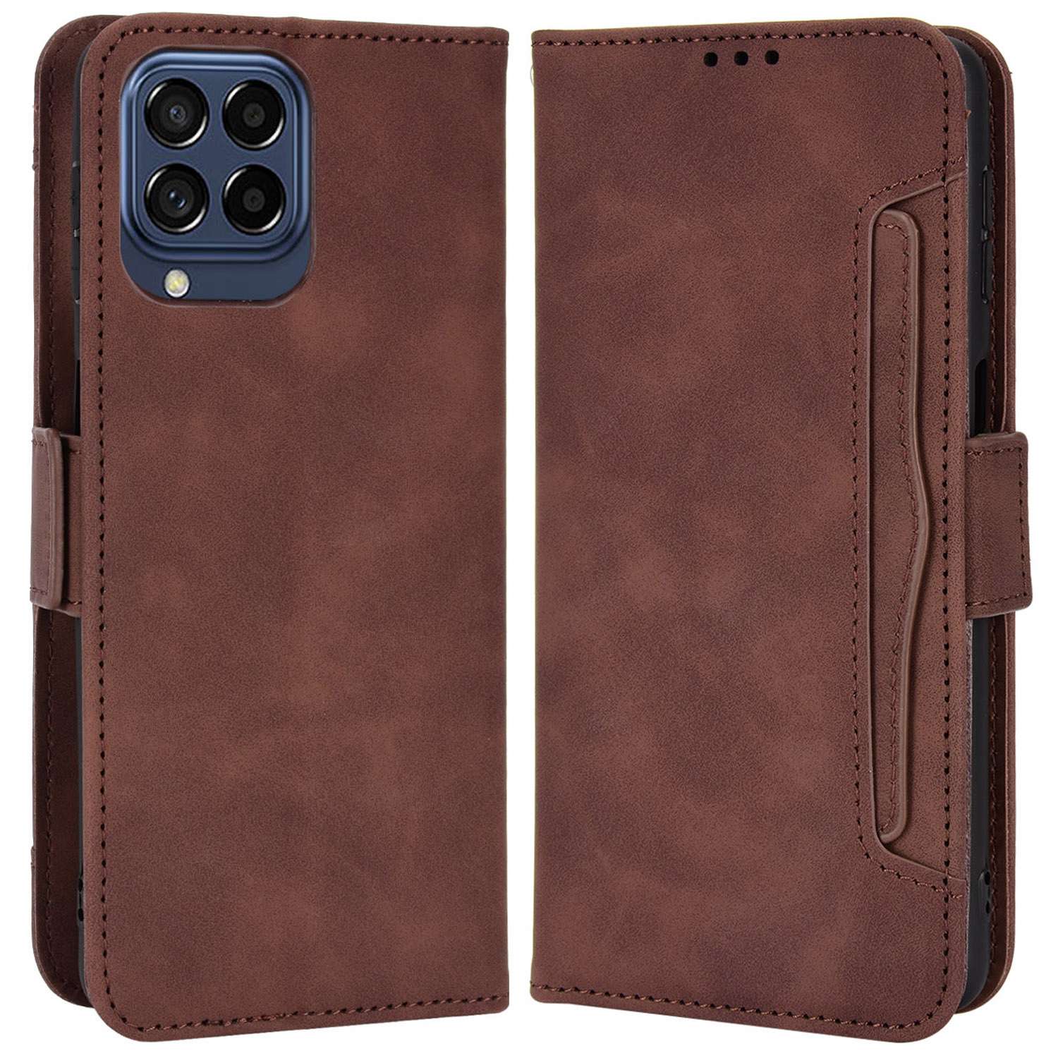 Anti-dust Smartphone Bag Case for Samsung Galaxy M53 5G, Magnetic Flip Wallet Style Stand Shockproof PU Leather Phone Cover