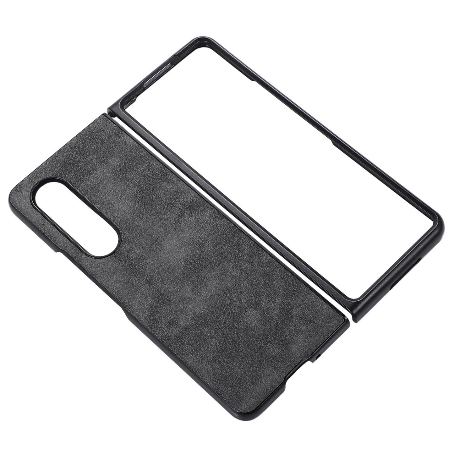 For Samsung Galaxy Z Fold3 5G Textured Light Thin Anti-fall PU Leather Coated PC Phone Case Shell