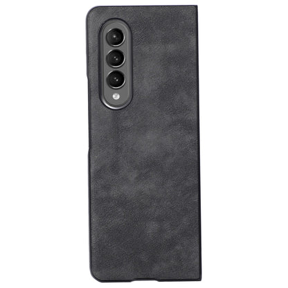 For Samsung Galaxy Z Fold3 5G Textured Light Thin Anti-fall PU Leather Coated PC Phone Case Shell