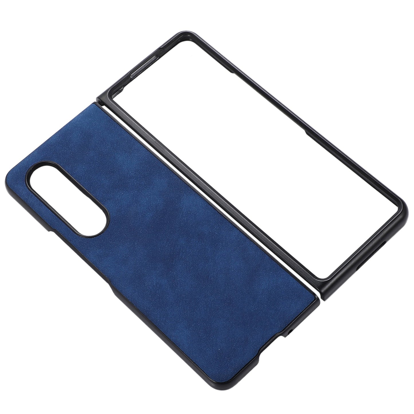 For Samsung Galaxy Z Fold3 5G Textured Light Thin Anti-fall PU Leather Coated PC Phone Case Shell
