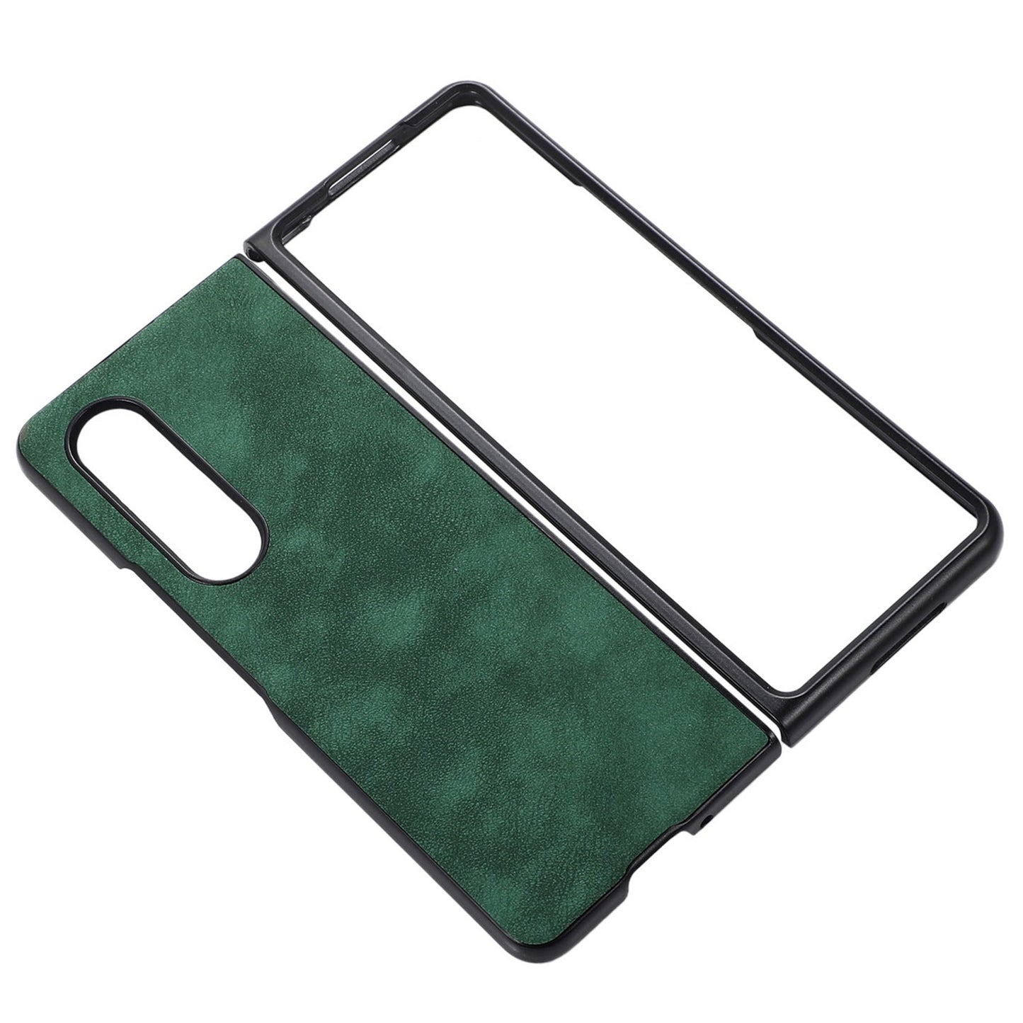 For Samsung Galaxy Z Fold3 5G Textured Light Thin Anti-fall PU Leather Coated PC Phone Case Shell