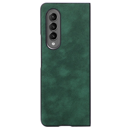 For Samsung Galaxy Z Fold3 5G Textured Light Thin Anti-fall PU Leather Coated PC Phone Case Shell