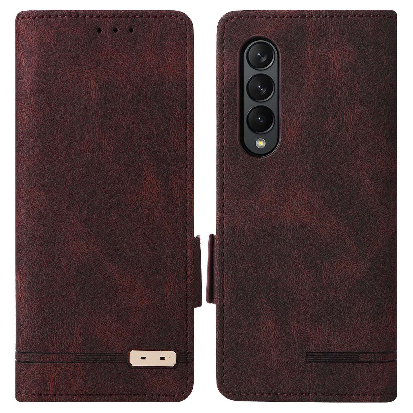For Samsung Galaxy Z Fold3 5G Hardware Design PU Leather Case Wallet Stand Double Magnetic Clasp Phone Cover