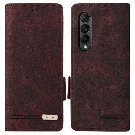 For Samsung Galaxy Z Fold3 5G Hardware Design PU Leather Case Wallet Stand Double Magnetic Clasp Phone Cover