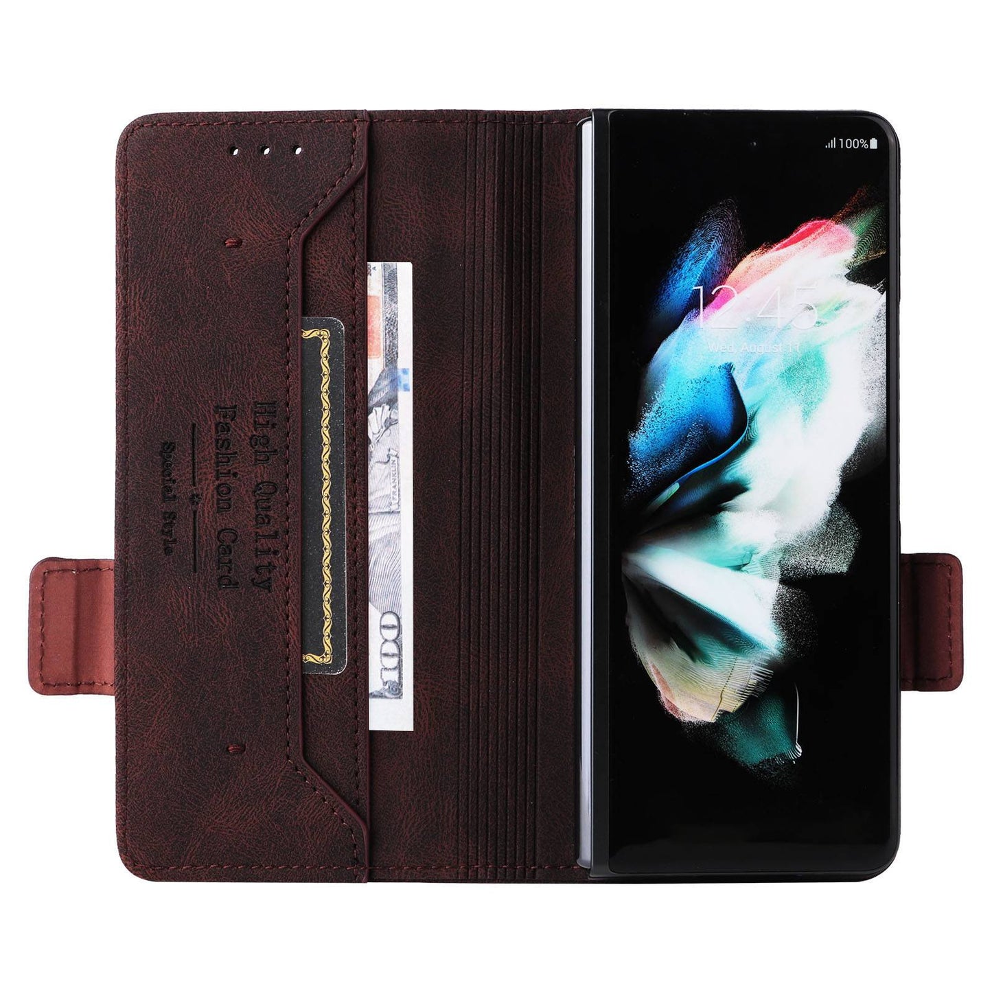 For Samsung Galaxy Z Fold3 5G Hardware Design PU Leather Case Wallet Stand Double Magnetic Clasp Phone Cover