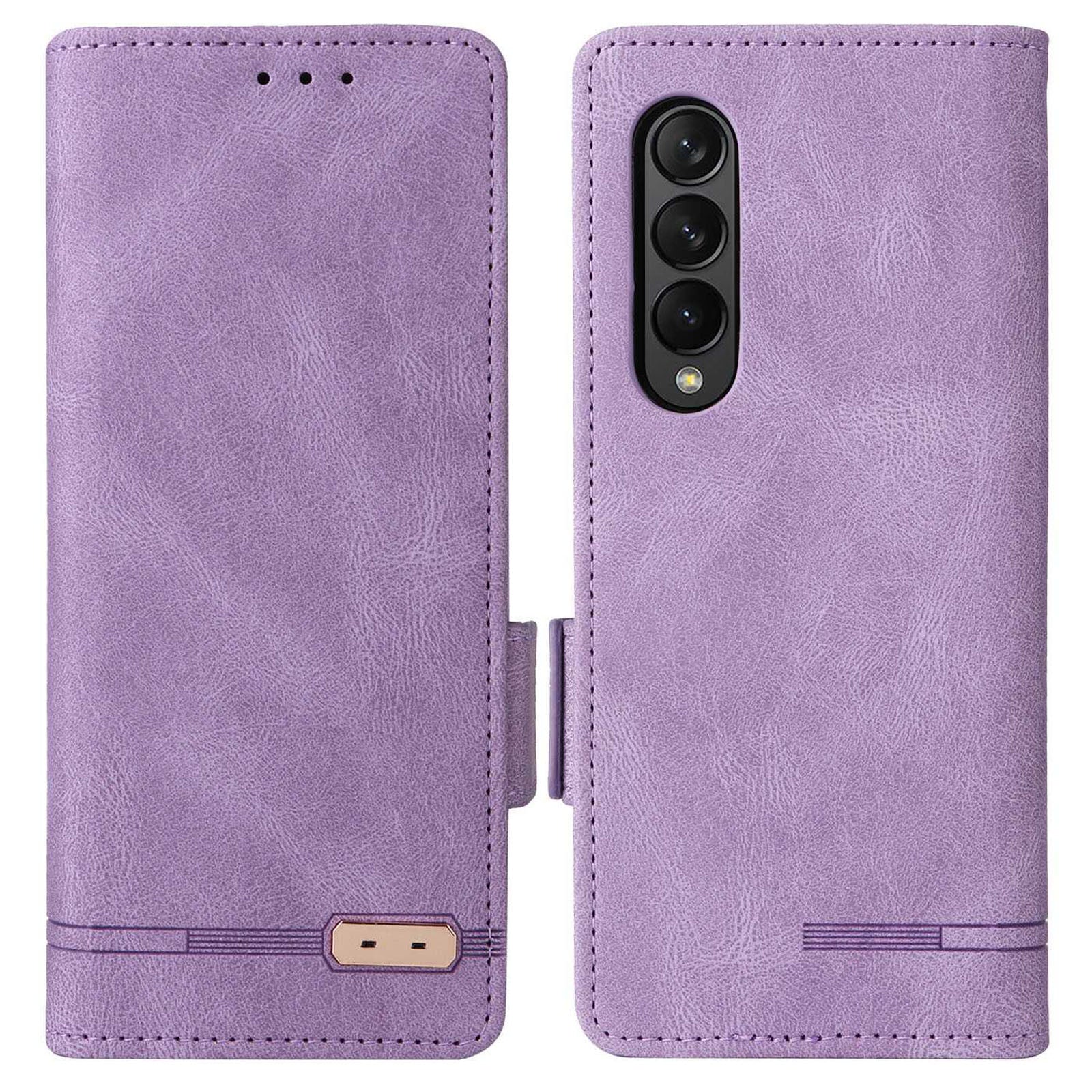 For Samsung Galaxy Z Fold3 5G Hardware Design PU Leather Case Wallet Stand Double Magnetic Clasp Phone Cover