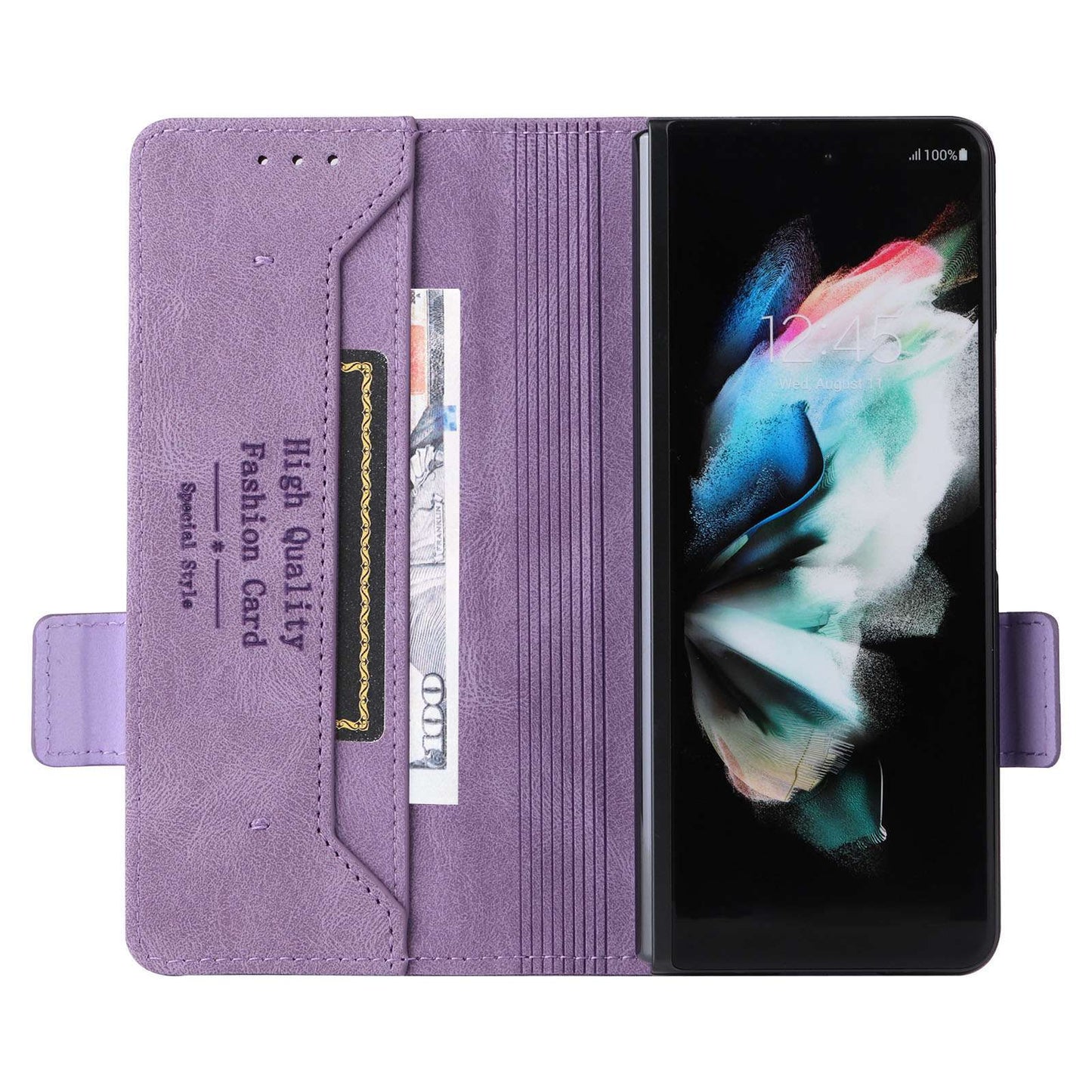 For Samsung Galaxy Z Fold3 5G Hardware Design PU Leather Case Wallet Stand Double Magnetic Clasp Phone Cover