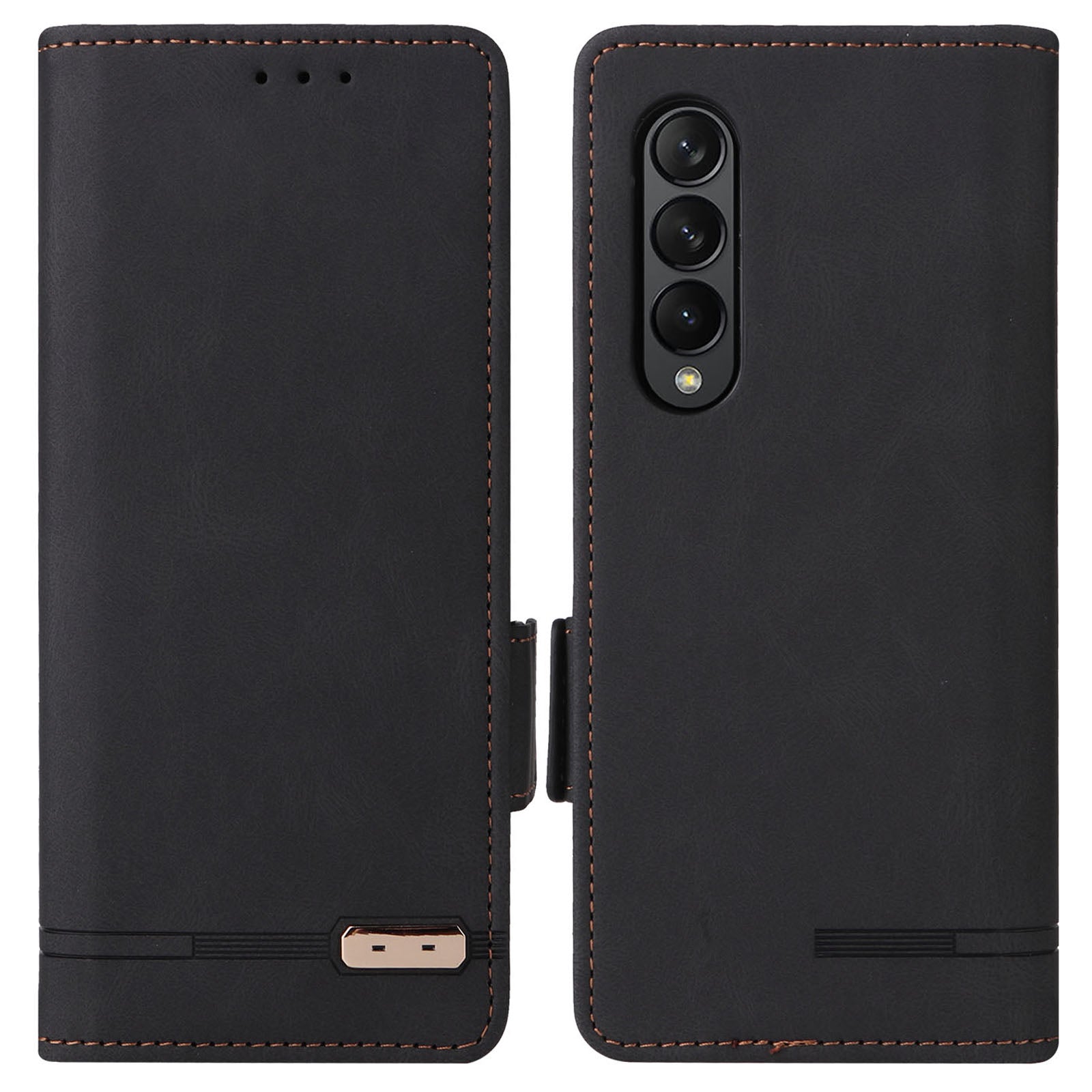 For Samsung Galaxy Z Fold3 5G Hardware Design PU Leather Case Wallet Stand Double Magnetic Clasp Phone Cover