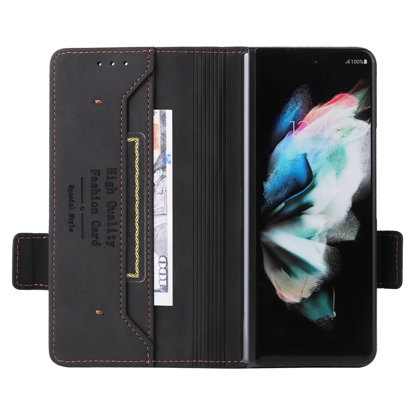 For Samsung Galaxy Z Fold3 5G Hardware Design PU Leather Case Wallet Stand Double Magnetic Clasp Phone Cover