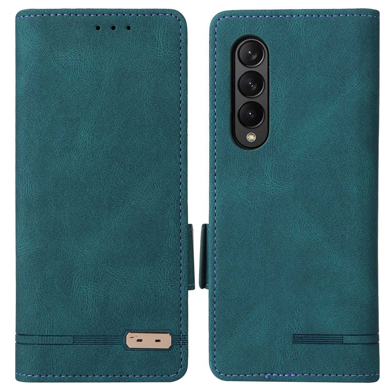 For Samsung Galaxy Z Fold3 5G Hardware Design PU Leather Case Wallet Stand Double Magnetic Clasp Phone Cover