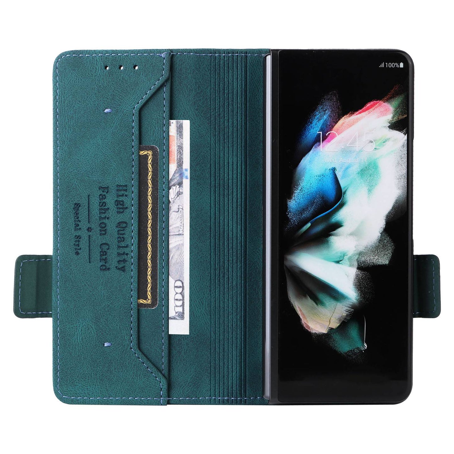 For Samsung Galaxy Z Fold3 5G Hardware Design PU Leather Case Wallet Stand Double Magnetic Clasp Phone Cover