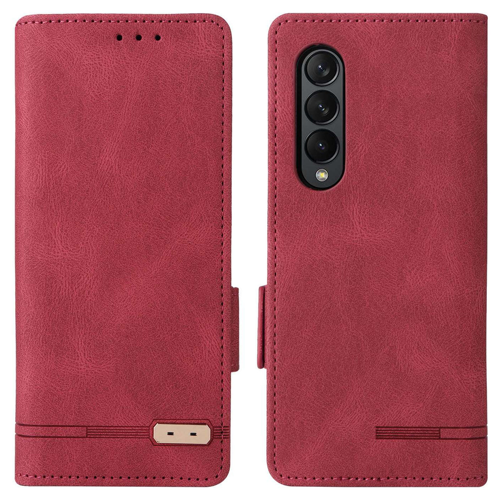 For Samsung Galaxy Z Fold3 5G Hardware Design PU Leather Case Wallet Stand Double Magnetic Clasp Phone Cover