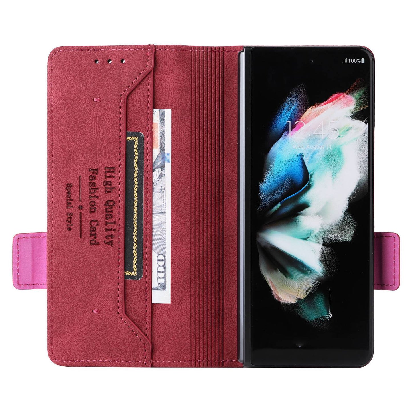 For Samsung Galaxy Z Fold3 5G Hardware Design PU Leather Case Wallet Stand Double Magnetic Clasp Phone Cover