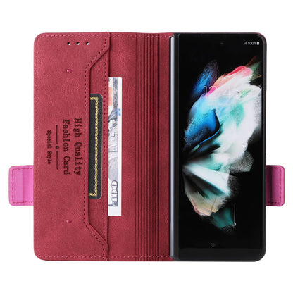 For Samsung Galaxy Z Fold3 5G Hardware Design PU Leather Case Wallet Stand Double Magnetic Clasp Phone Cover