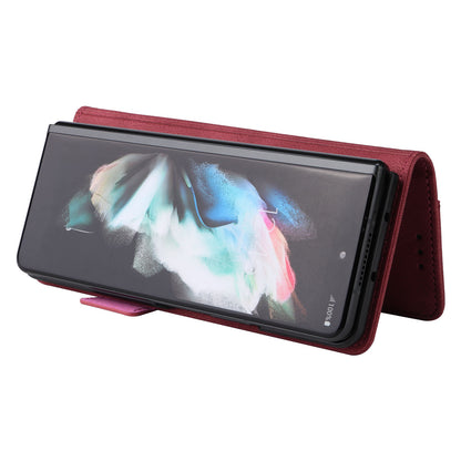 For Samsung Galaxy Z Fold3 5G Hardware Design PU Leather Case Wallet Stand Double Magnetic Clasp Phone Cover