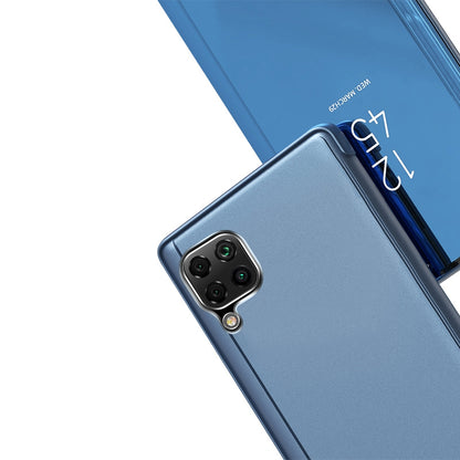 For Samsung Galaxy M33 5G (Global Version) View Window Electroplate Plating Stand Case Mirror Surface PU Leather Full Body Protective Flip Cover