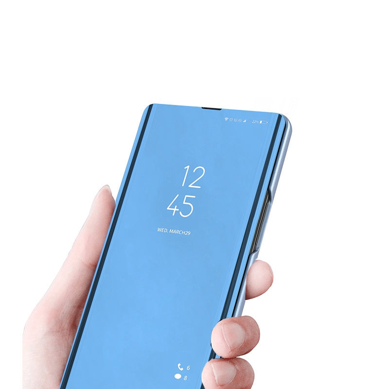 For Samsung Galaxy A73 5G PU Leather Smart View Window Case Electroplate Full Body Protection Stand Flip Mirror Phone Cover