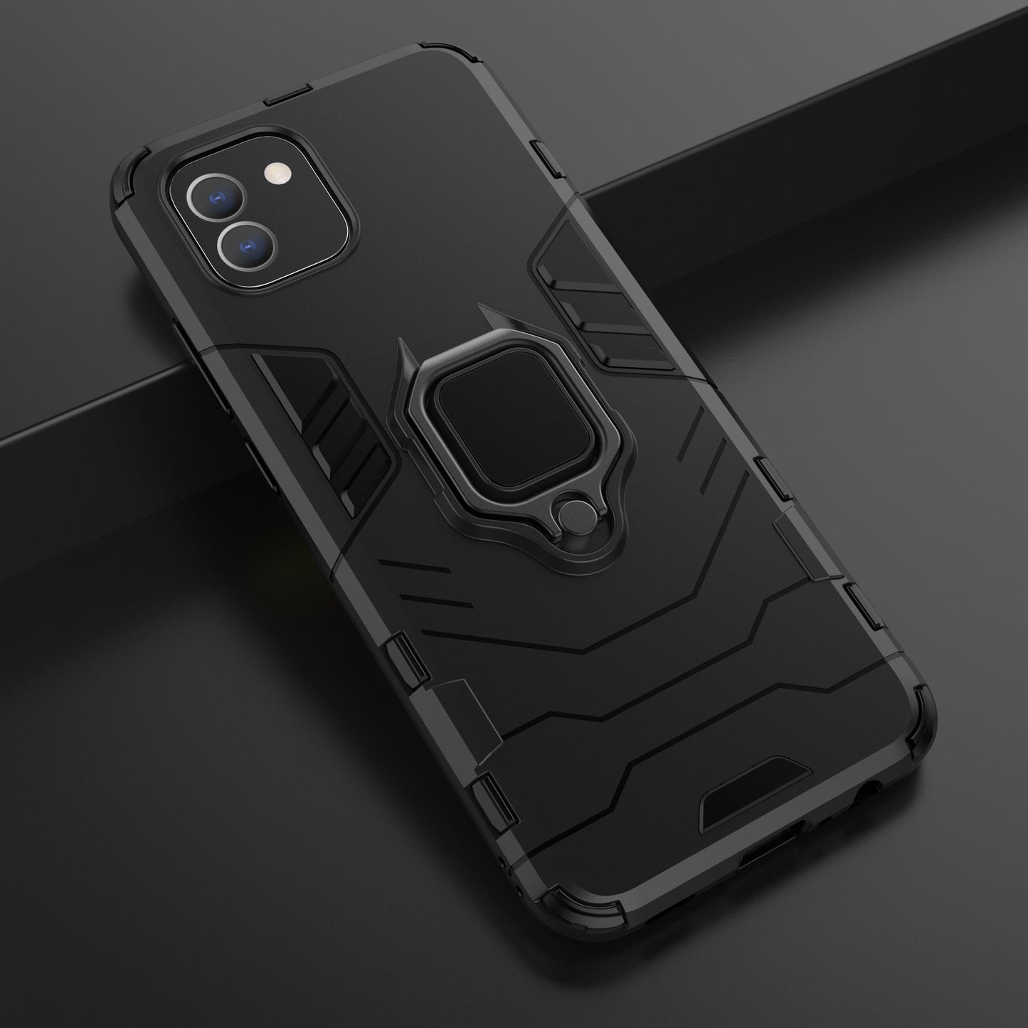 For Samsung Galaxy A03 (166.5 x 75.98 x 9.14mm) TPU+PC Shockproof Protection Case Military Grade Armor Ring Holder Back Cover