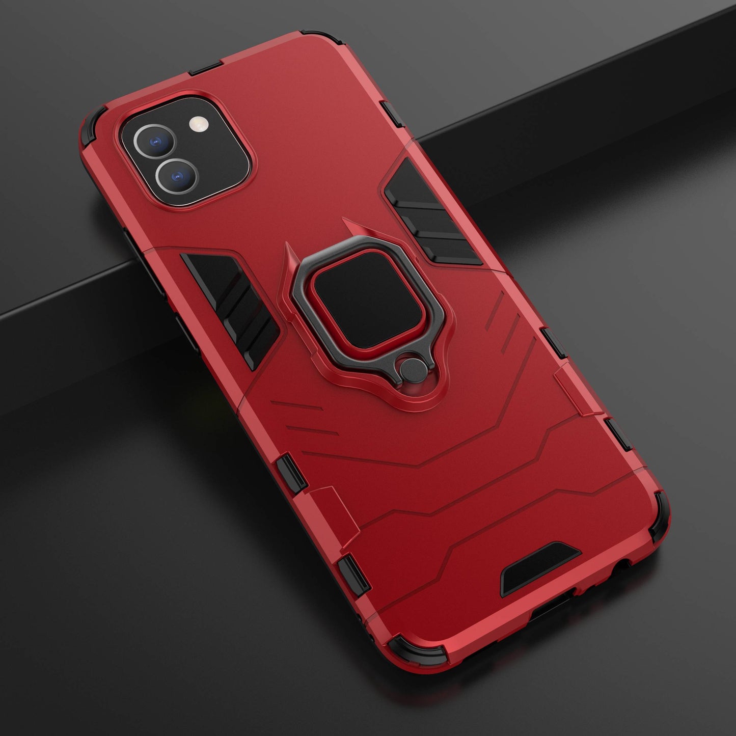 For Samsung Galaxy A03 (166.5 x 75.98 x 9.14mm) TPU+PC Shockproof Protection Case Military Grade Armor Ring Holder Back Cover