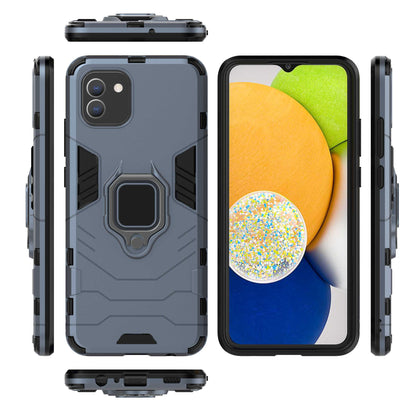 For Samsung Galaxy A03 (166.5 x 75.98 x 9.14mm) TPU+PC Shockproof Protection Case Military Grade Armor Ring Holder Back Cover