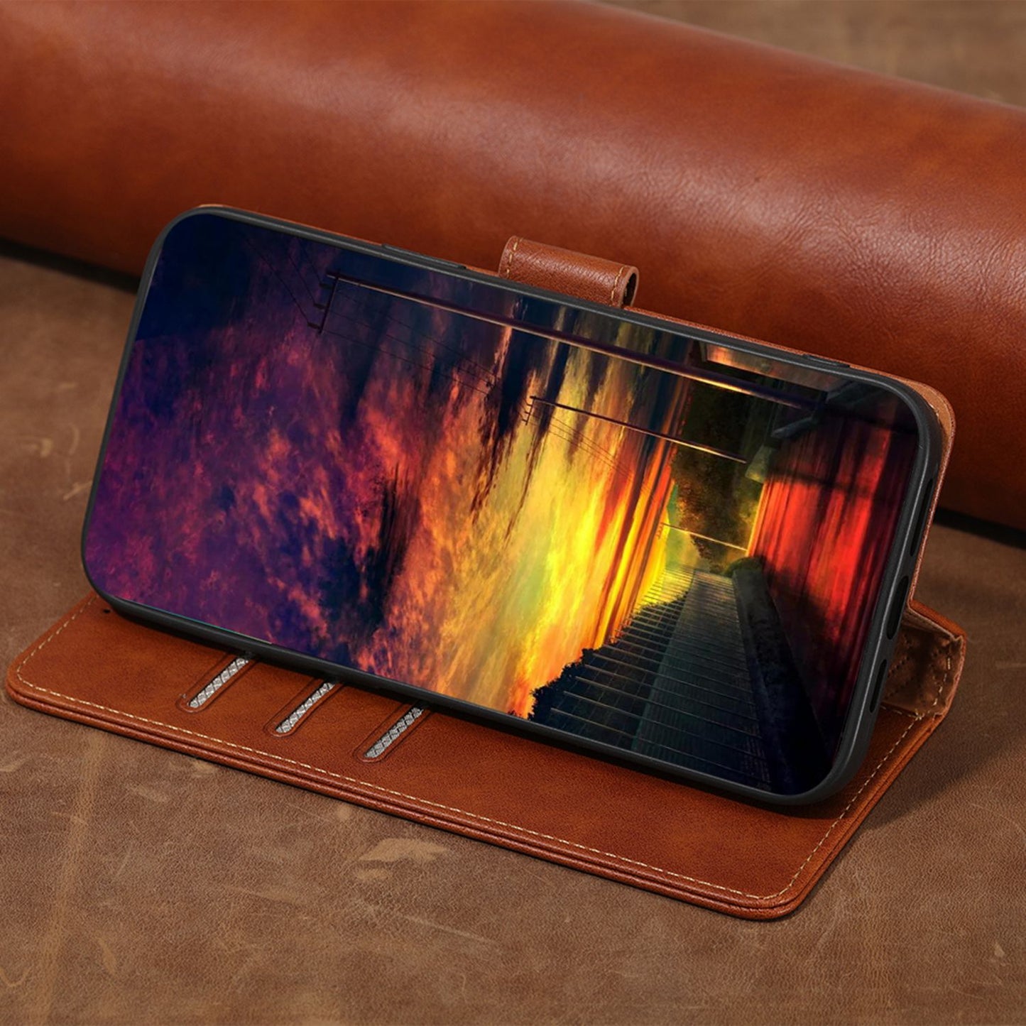RFID Blocking Phone Cover for Samsung Galaxy A33 5G, Viewing Stand Wallet Waterproof Cell Phone Case