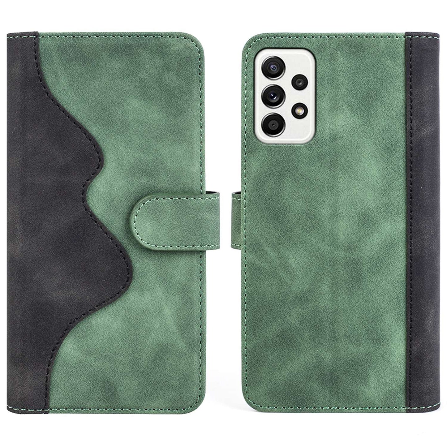 For Samsung Galaxy A52 4G/A52 5G/A52s 5G PU Leather Stand Flip Cover Soft Inner TPU Anti-Scratch Color Splicing Wallet Case